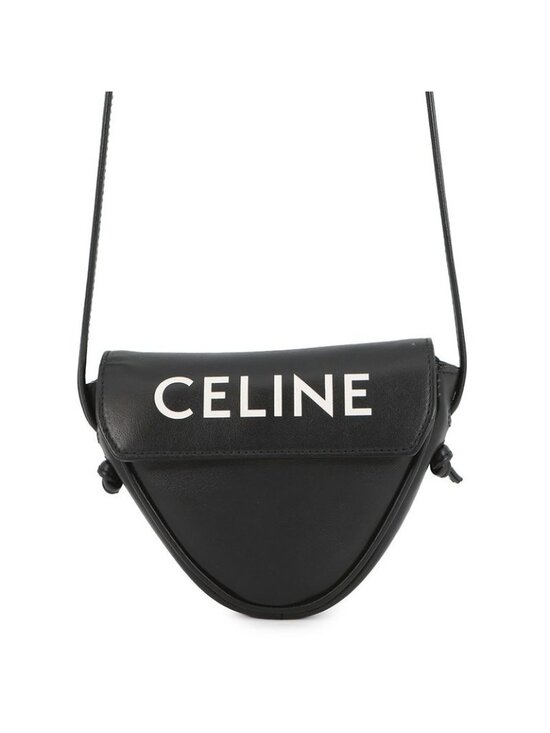 Celine Handbags - Celine Shoulder Bag Mini Triangle Logo Leather Pochette Black